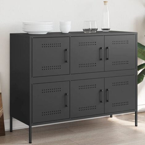 Buffet, Bahut, Armoire de rangement noir 100,5x39x79 cm acier FR324316 DESIGN IN