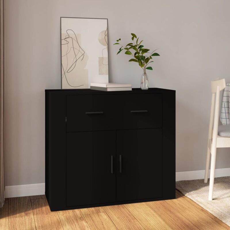 Buffet, Bahut, Armoire de rangement Noir 80x33x70 cm Bois d'ingénierie FR739923 design in