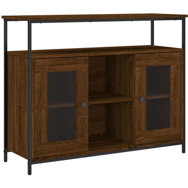 Buffet bahut commode armoire meuble de rangement organisateur cuisine salle de séjour salon 100 x 35 x 80 cm bois d'ingénierie marron