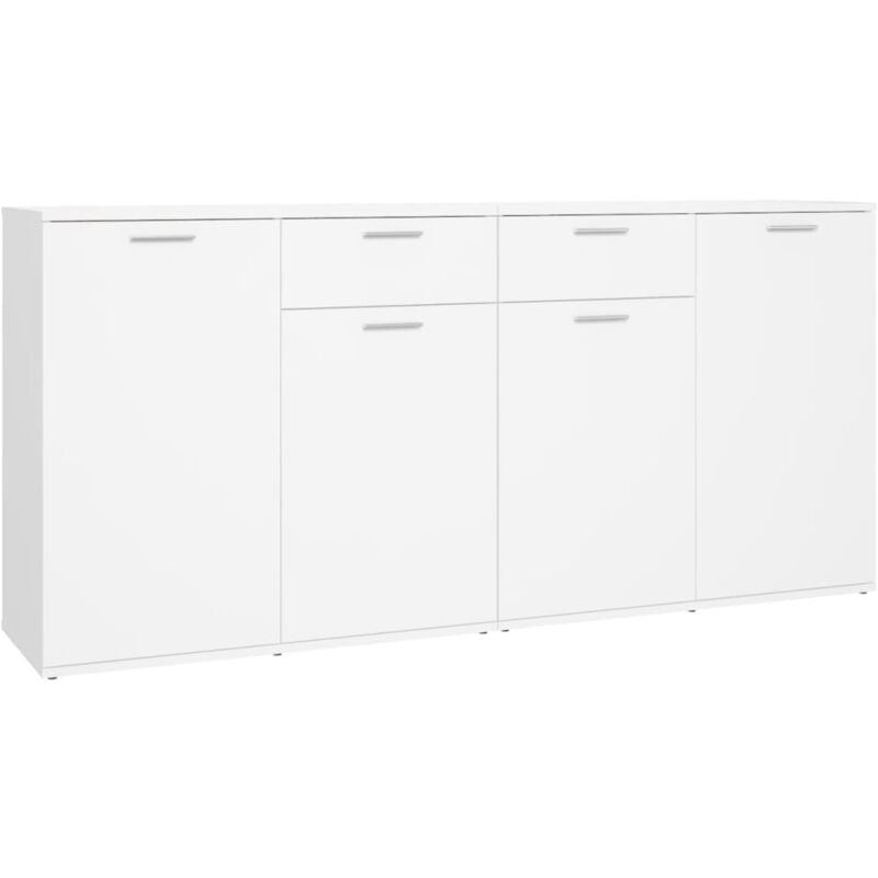 Buffet bahut commode armoire meuble de rangement organisateur cuisine salle de séjour salon 160 x 36 x 75 cm bois d'ingénierie blanc