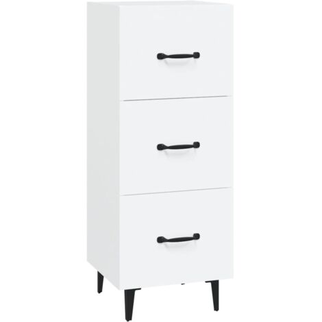 Buffet bahut commode armoire meuble de rangement organisateur cuisine salle de séjour salon 34,5 x 34 x 90 cm bois d'ingénierie blanc