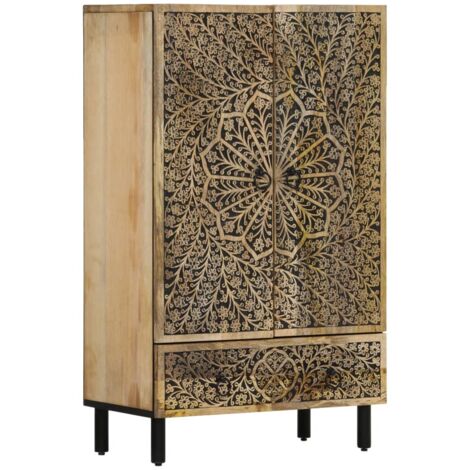 Buffet bahut commode armoire meuble de rangement organisateur cuisine salle de séjour salon 60 x 33 x 100 cm bois de manguier massif marron