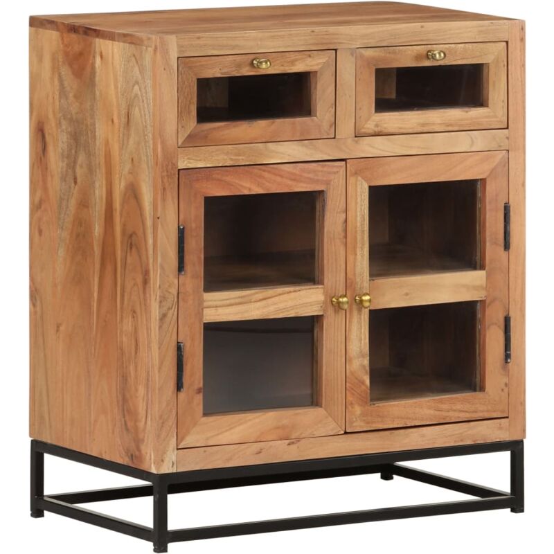 Buffet bahut commode armoire meuble de rangement organisateur cuisine salle de séjour salon 60 x 35 x 70 cm bois d'acacia massif marron