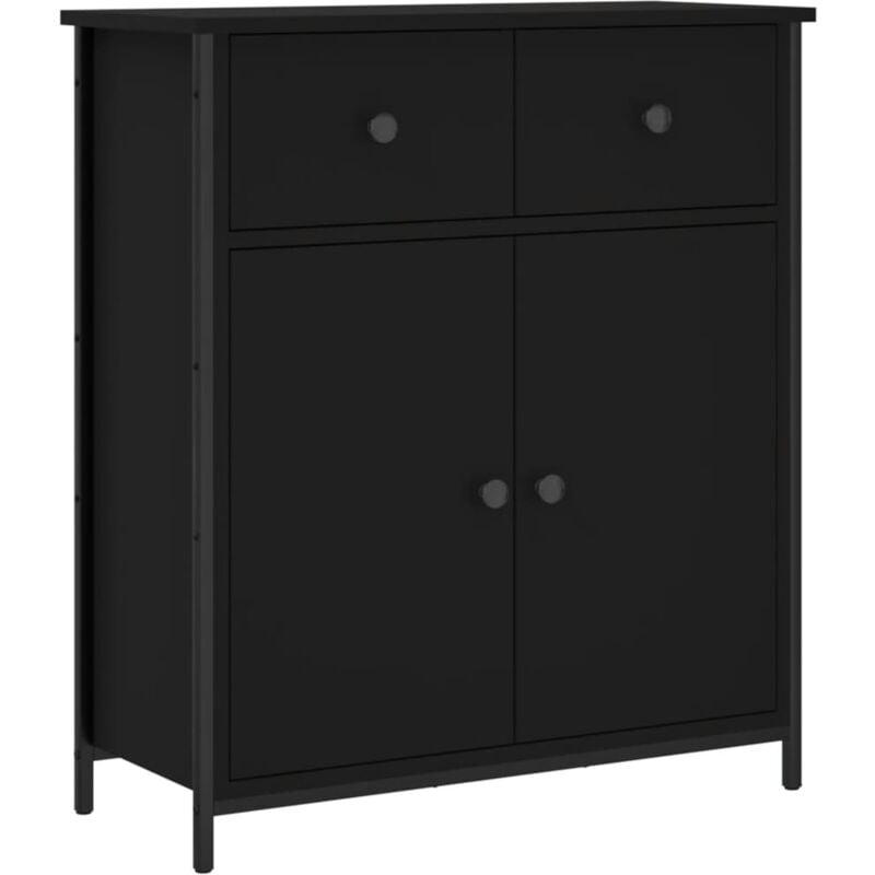 Buffet bahut commode armoire meuble de rangement organisateur cuisine salle de séjour salon 70 x 30 x 80 cm bois d'ingénierie noir