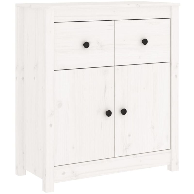 Buffet bahut commode armoire meuble de rangement organisateur cuisine salle de séjour salon 70 x 35 x 80 cm bois massif de pin blanc
