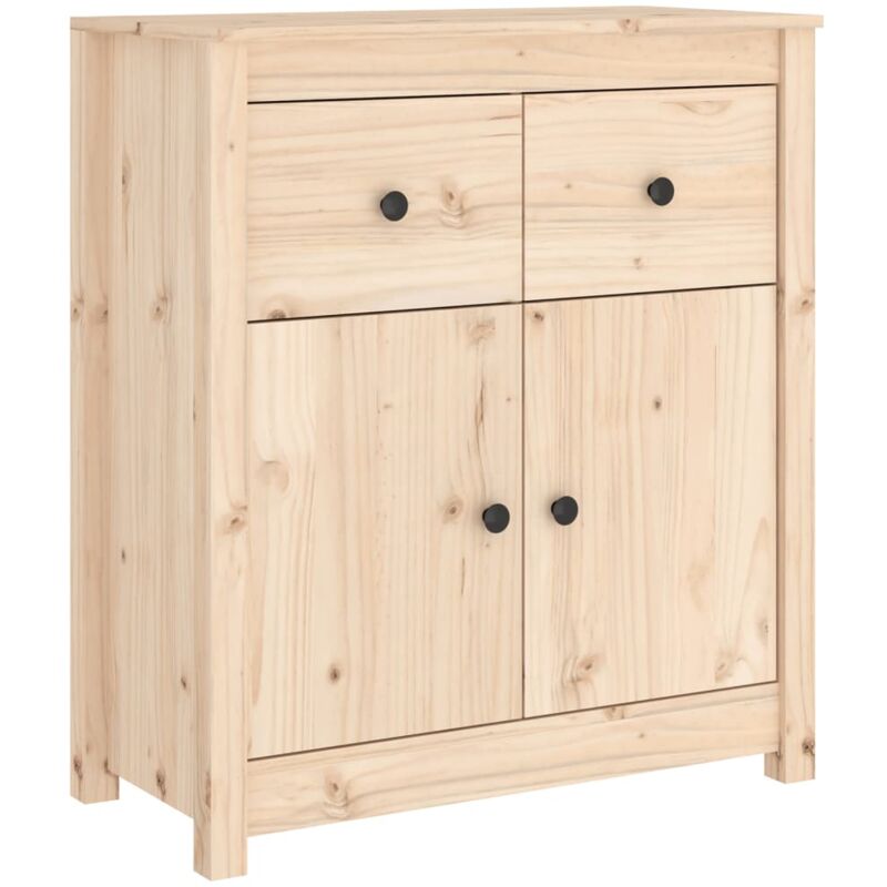Buffet bahut commode armoire meuble de rangement organisateur cuisine salle de séjour salon 70 x 35 x 80 cm nois massif de pin marron