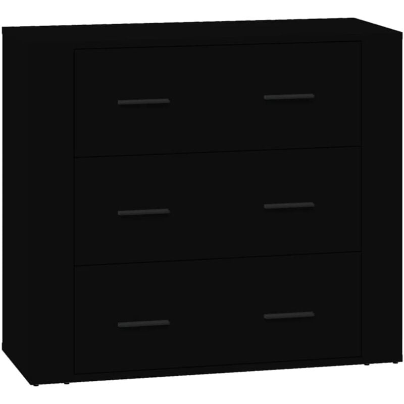 Buffet bahut commode armoire meuble de rangement organisateur cuisine salle de séjour salon 80 x 33 x 70 cm bois d'ingénierie noir