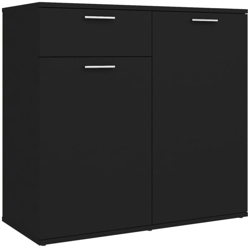 Buffet bahut commode armoire meuble de rangement organisateur cuisine salle de séjour salon 80 x 36 x 75 cm bois d'ingénierie noir