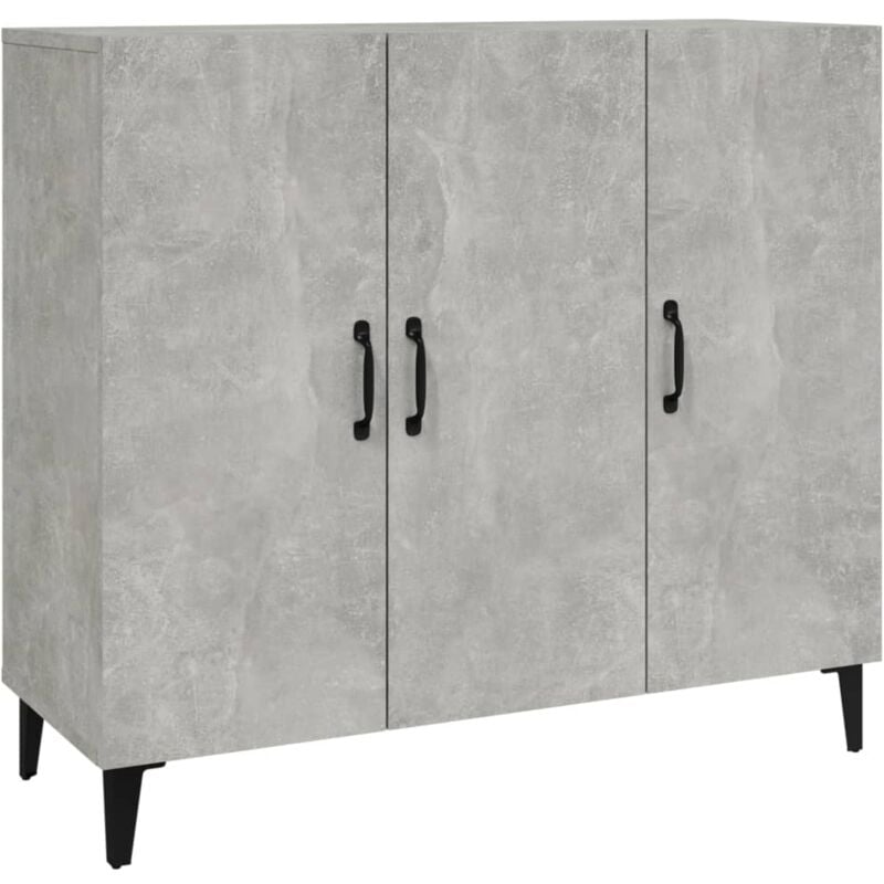 Buffet bahut commode armoire meuble de rangement organisateur cuisine salle de séjour salon 90 x 34 x 80 cm bois d'ingénierie gris