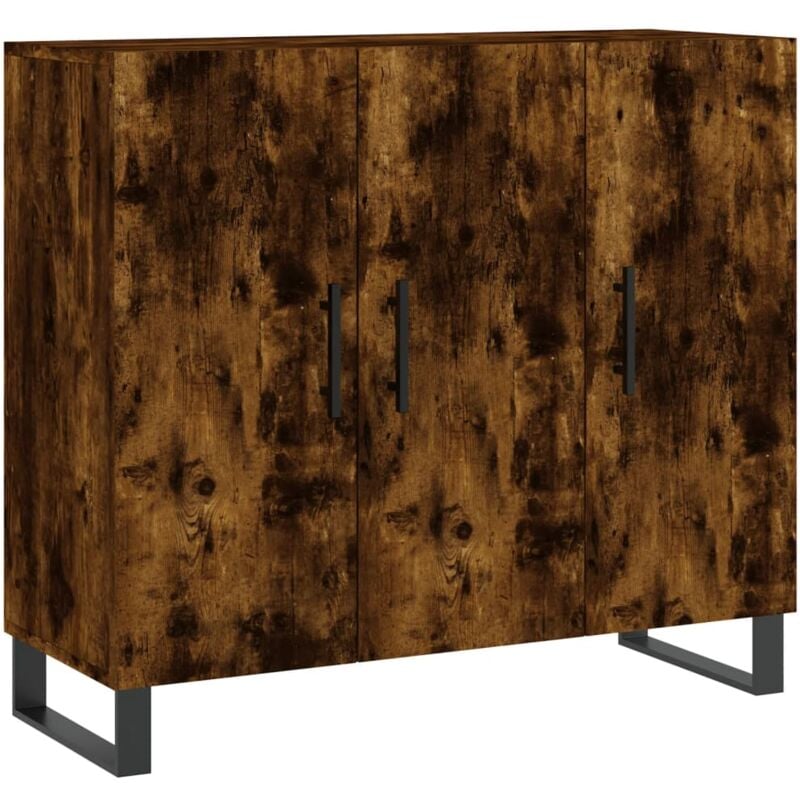 Buffet bahut commode armoire meuble de rangement organisateur cuisine salle de séjour salon 90 x 34 x 80 cm bois d'ingénierie marron