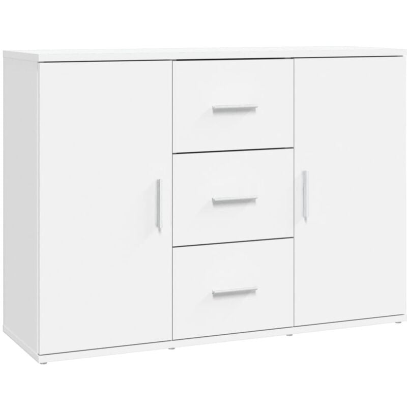 Buffet bahut commode armoire meuble de rangement organisateur cuisine salle de séjour salon 91 x 29,5 x 65 cm bois d'ingénierie blanc