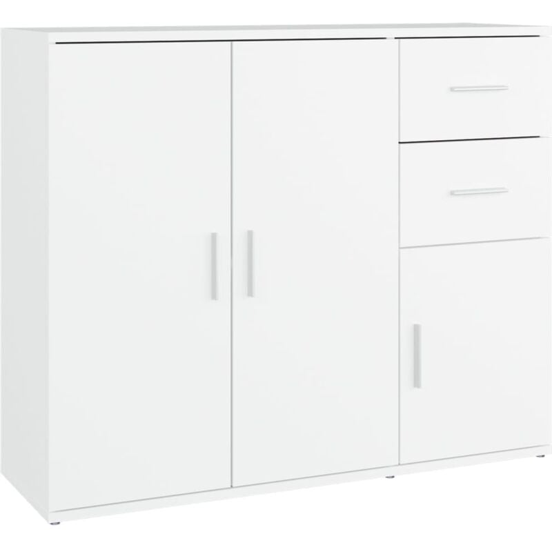 Buffet bahut commode armoire meuble de rangement organisateur cuisine salle de séjour salon 91 x 29,5 x 75 cm bois d'ingénierie blanc