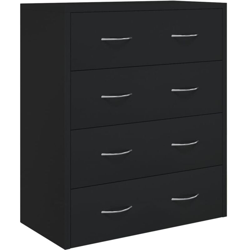 Buffet bahut commode armoire meuble de rangement organisateur cuisine salle de séjour salon avec 4 tiroirs 60 x 30,5 x 71 cm noir