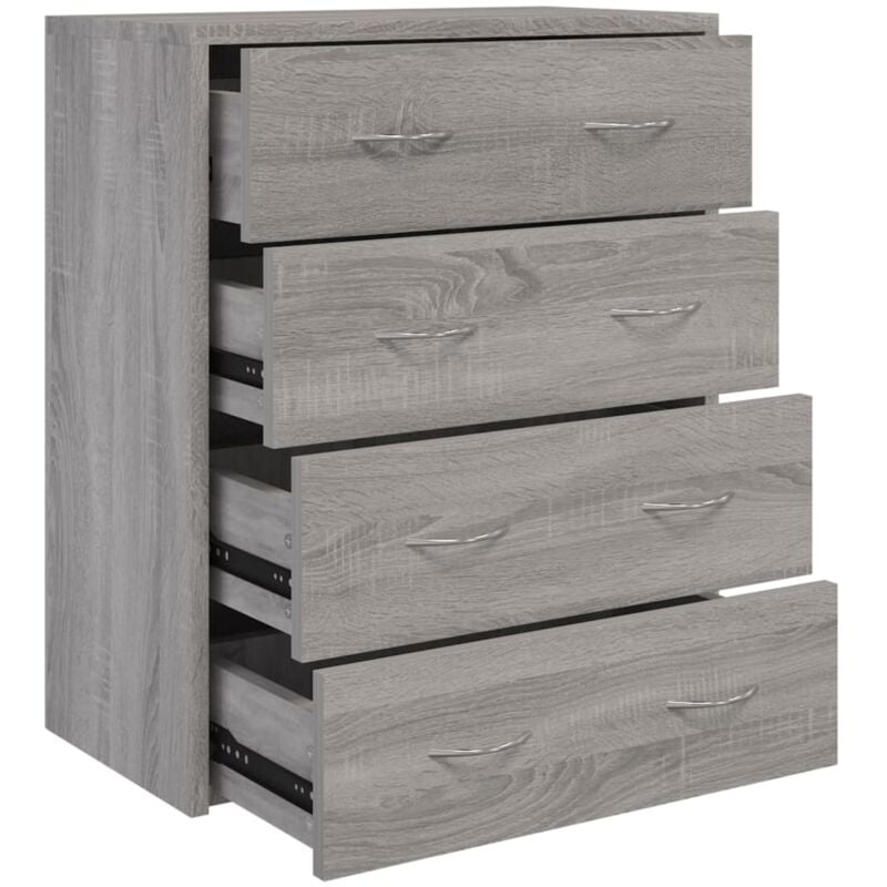 Buffet bahut commode armoire meuble de rangement organisateur cuisine salle de séjour salon avec 4 tiroirs 60 x 30,5 x 71 cm sonoma gris