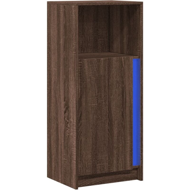 Buffet bahut commode armoire meuble de rangement organisateur cuisine salle de séjour salon avec led 42,5 x 34 x 100 cm bois d'ingénierie marron