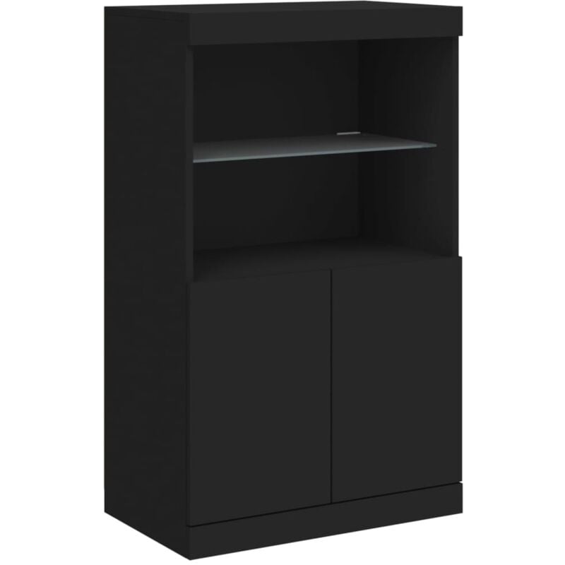 Buffet bahut commode armoire meuble de rangement organisateur cuisine salle de séjour salon avec lumières led 60,5 x 37 x 100 cm noir
