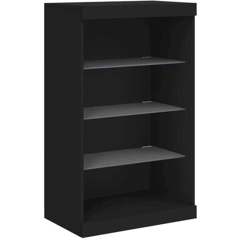 Buffet bahut commode armoire meuble de rangement organisateur cuisine salle de séjour salon avec lumières led 60,5 x 37 x 100 cm noir