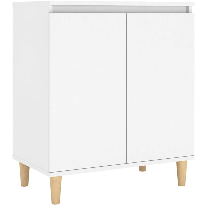 Buffet bahut commode armoire meuble de rangement organisateur cuisine salle de séjour salon avec pieds en bois massif bois d'ingénierie blanc