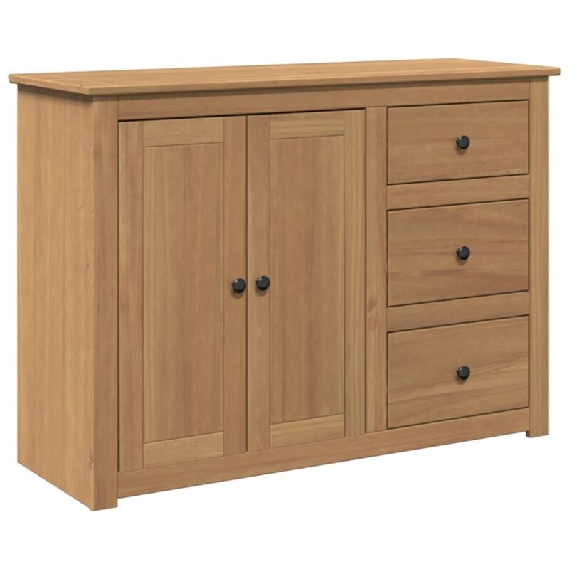 Buffet bahut commode armoire meuble de rangement organisateur cuisine salle de séjour salon avec tiroirs 112 x 40 x 80 cm bois massif de pin marron