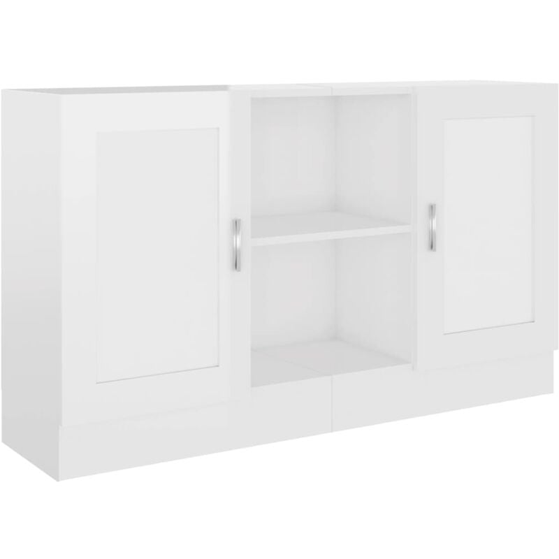 Buffet bahut commode armoire meuble de rangement organisateur cuisine salle de séjour salon brillant 120 x 30,5 x 70 cm bois d'ingénierie blanc