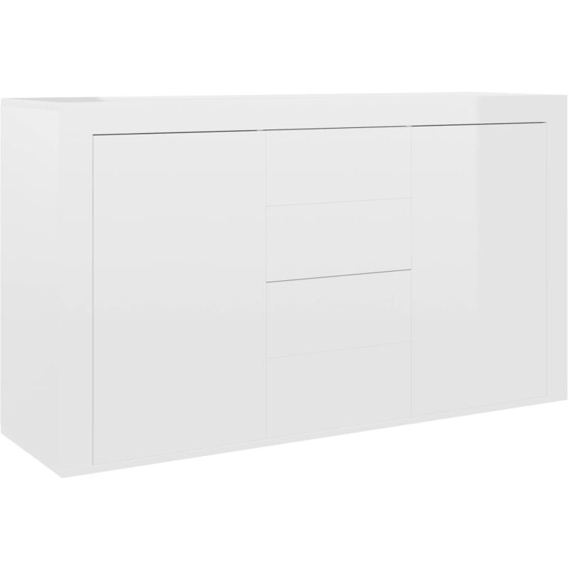 Buffet bahut commode armoire meuble de rangement organisateur cuisine salle de séjour salon brillant 120 x 36 x 69 cm bois d'ingénierie blanc