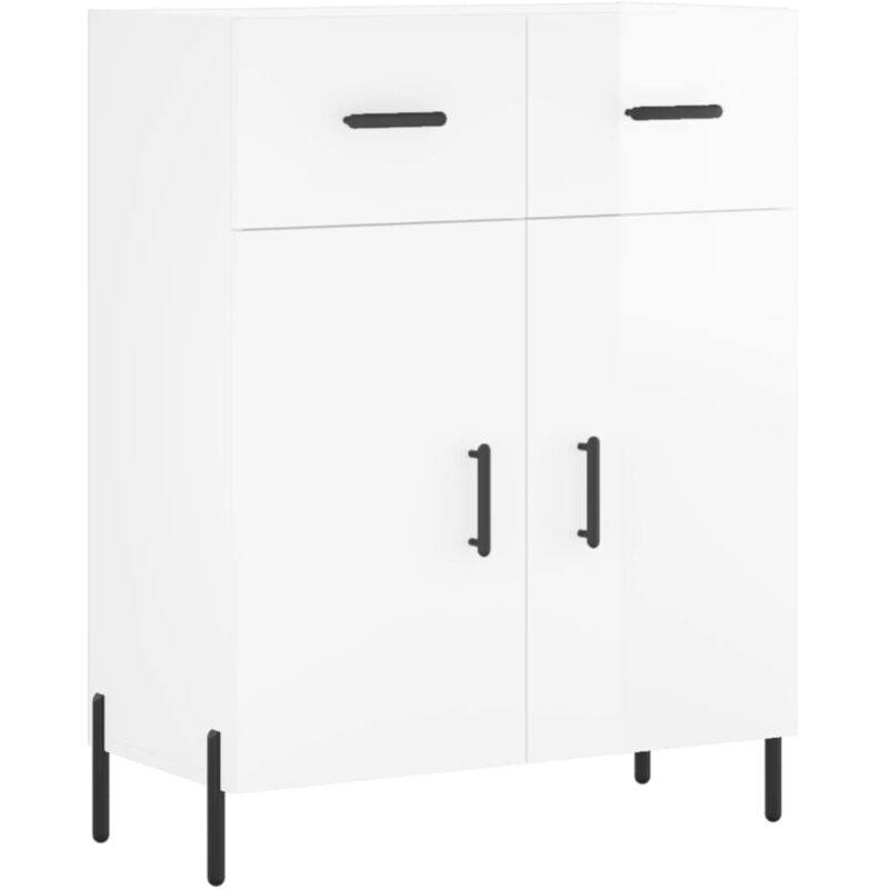Buffet bahut commode armoire meuble de rangement organisateur cuisine salle de séjour salon brillant 69,5 x 34 x 90 cm bois d'ingénierie blanc