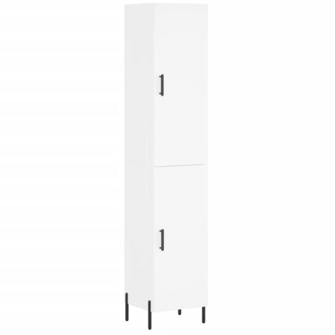 Buffet bahut commode armoire meuble de rangement organisateur cuisine salle de séjour salon haut 34,5 x 34 x 180 cm bois d'ingénierie blanc