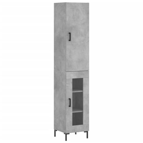 Buffet bahut commode armoire meuble de rangement organisateur cuisine salle de séjour salon haut 34,5 x 34 x 180 cm bois d'ingénierie gris