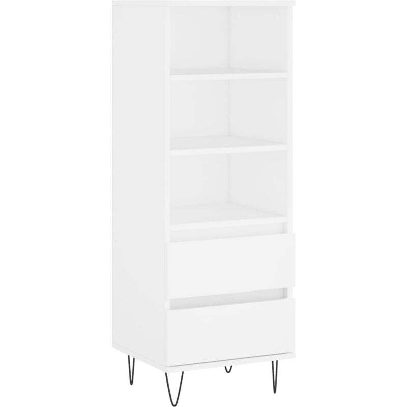 Buffet bahut commode armoire meuble de rangement organisateur cuisine salle de séjour salon haut 40 x 36 x 110 cm bois d'ingénierie blanc