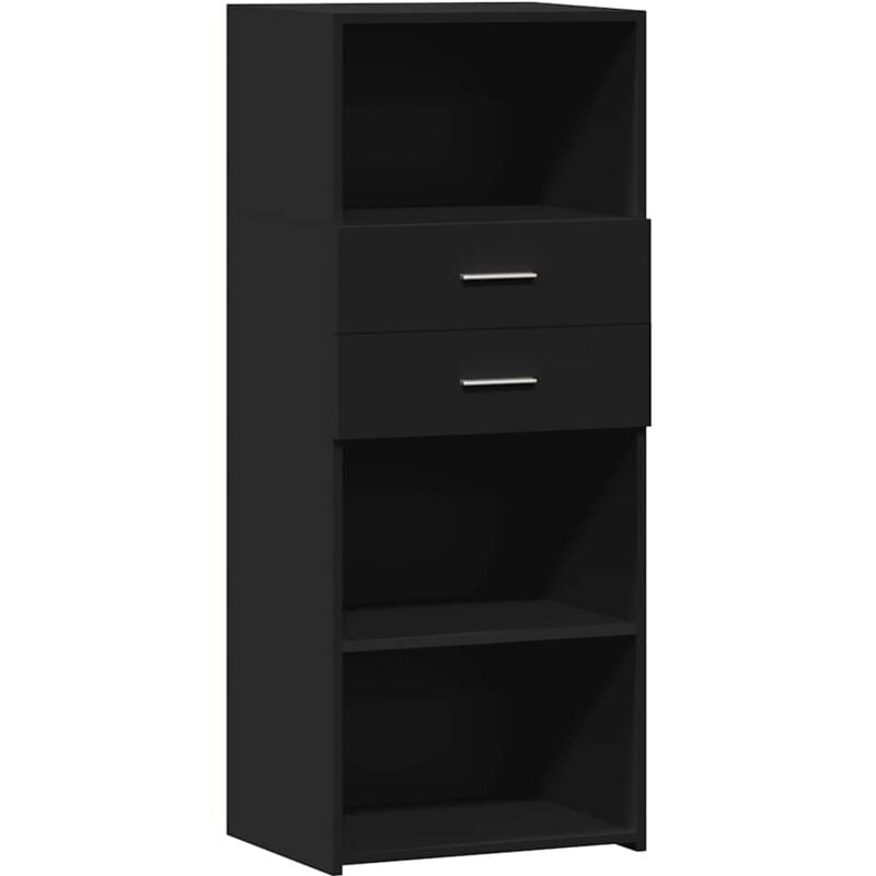 Buffet bahut commode armoire meuble de rangement organisateur cuisine salle de séjour salon haut 50 x 42,5 x 124 cm bois d'ingénierie noir