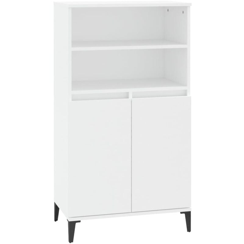 Buffet bahut commode armoire meuble de rangement organisateur cuisine salle de séjour salon haut 60 x 36 x 110 cm bois d'ingénierie blanc