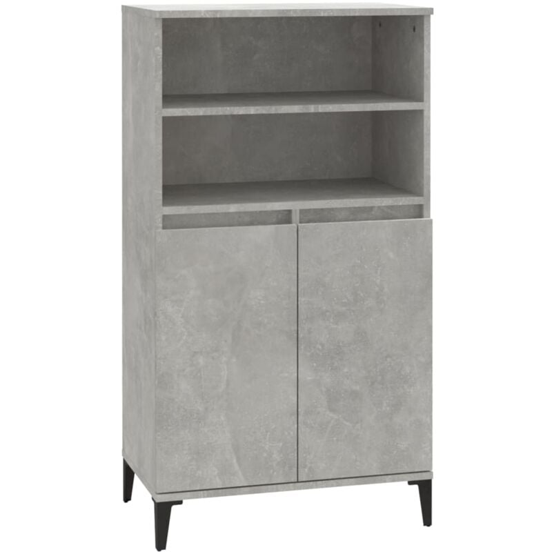 Buffet bahut commode armoire meuble de rangement organisateur cuisine salle de séjour salon haut 60 x 36 x 110 cm bois d'ingénierie gris