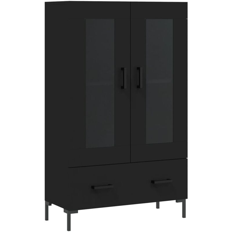 Buffet bahut commode armoire meuble de rangement organisateur cuisine salle de séjour salon haut 69,5 x 31 x 115 cm bois d'ingénierie noir