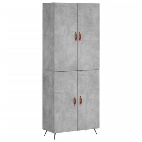 Buffet bahut commode armoire meuble de rangement organisateur cuisine salle de séjour salon haut 69,5 x 34 x 180 cm bois d'ingénierie gris