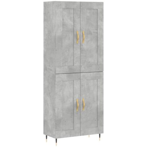 Buffet bahut commode armoire meuble de rangement organisateur cuisine salle de séjour salon haut 69,5 x 34 x 180 cm bois d'ingénierie gris