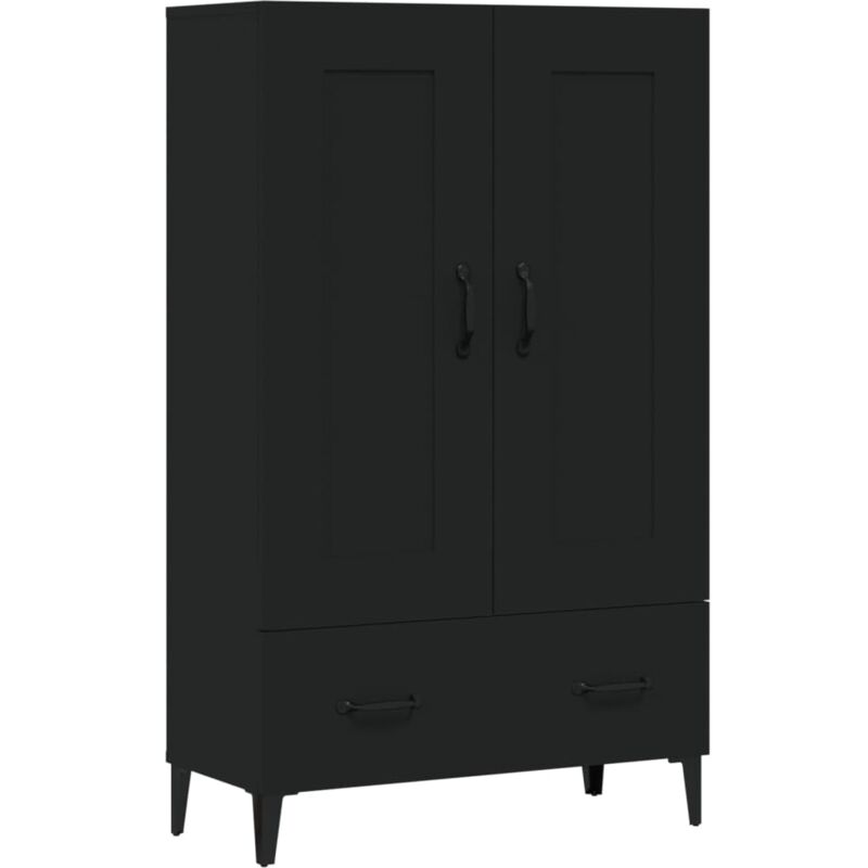 Buffet bahut commode armoire meuble de rangement organisateur cuisine salle de séjour salon haut 70 x 31 x 115 cm bois d'ingénierie noir