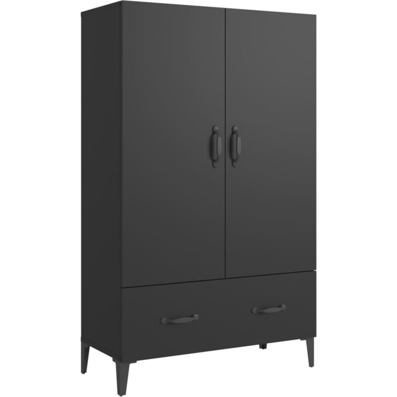 Buffet bahut commode armoire meuble de rangement organisateur cuisine salle de séjour salon haut 70 x 31 x 115 cm bois d'ingénierie noir
