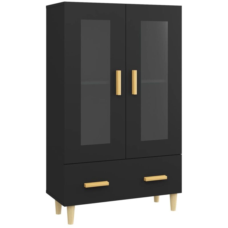 Buffet bahut commode armoire meuble de rangement organisateur cuisine salle de séjour salon haut 70 x 31 x 115 cm bois d'ingénierie noir