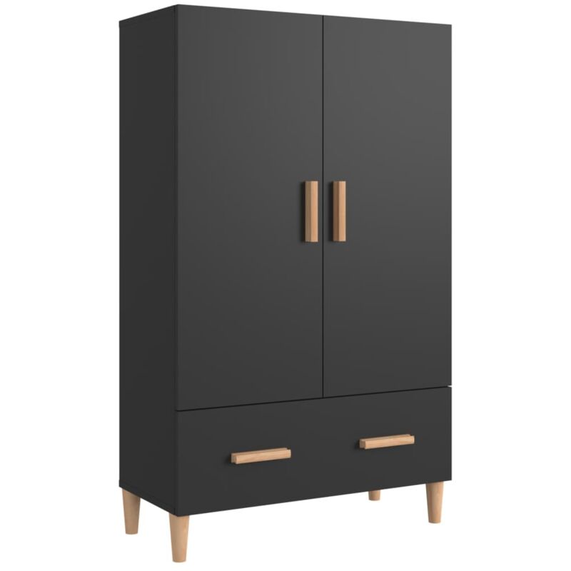 Buffet bahut commode armoire meuble de rangement organisateur cuisine salle de séjour salon haut 70 x 31 x 115 cm bois d'ingénierie noir