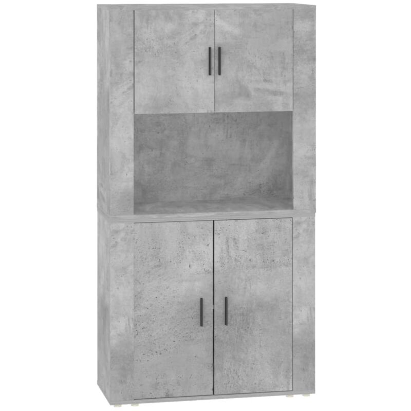 Buffet bahut commode armoire meuble de rangement organisateur cuisine salle de séjour salon haut bois d'ingénierie gris