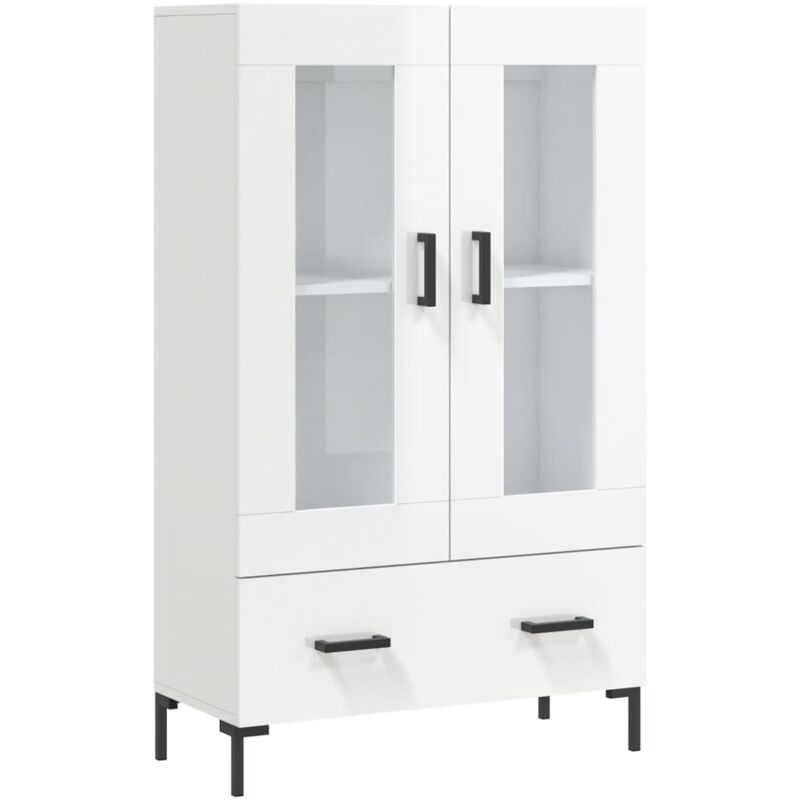 Buffet bahut commode armoire meuble de rangement organisateur cuisine salle de séjour salon haut brillant 69,5 x 31 x 115 cm bois d'ingénierie blanc