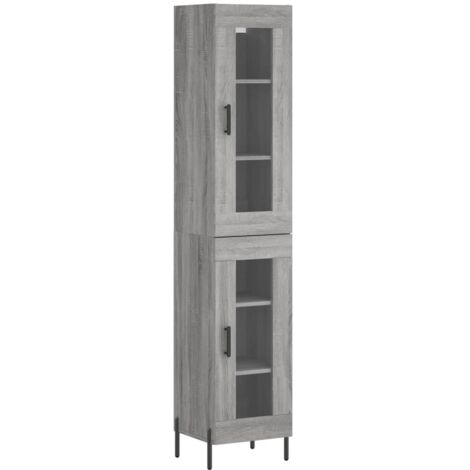Buffet bahut commode armoire meuble de rangement organisateur cuisine salle de séjour salon haut sonoma 34,5 x 34 x 180 cm bois d'ingénierie gris