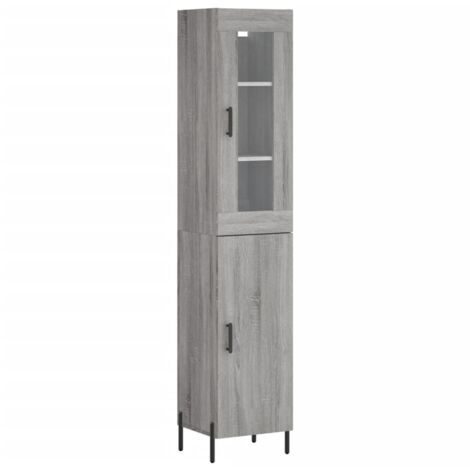 Buffet bahut commode armoire meuble de rangement organisateur cuisine salle de séjour salon haut sonoma 34,5 x 34 x 180 cm bois d'ingénierie gris