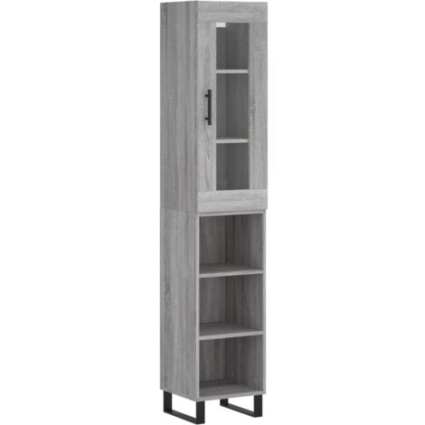 Buffet bahut commode armoire meuble de rangement organisateur cuisine salle de séjour salon haut sonoma 34,5 x 34 x 180 cm bois d'ingénierie gris