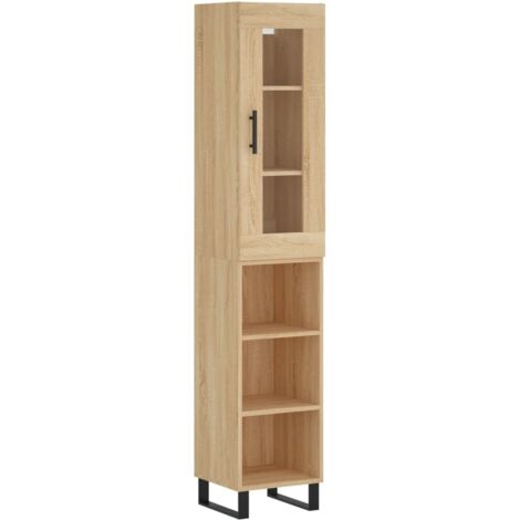 Buffet bahut commode armoire meuble de rangement organisateur cuisine salle de séjour salon haut sonoma 34,5 x 34 x 180 cm bois d'ingénierie marron