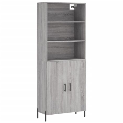 Buffet bahut commode armoire meuble de rangement organisateur cuisine salle de séjour salon haut sonoma 69,5 x 34 x 180 cm bois d'ingénierie gris