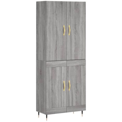 Buffet bahut commode armoire meuble de rangement organisateur cuisine salle de séjour salon haut sonoma 69,5 x 34 x 180 cm bois d'ingénierie gris