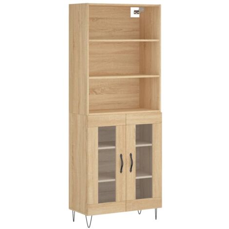 Buffet bahut commode armoire meuble de rangement organisateur cuisine salle de séjour salon haut sonoma 69,5 x 34 x 180 cm bois d'ingénierie marron