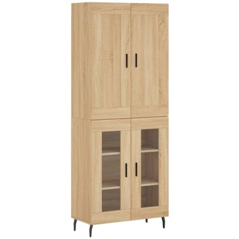 Buffet bahut commode armoire meuble de rangement organisateur cuisine salle de séjour salon haut sonoma 69,5 x 34 x 180 cm bois d'ingénierie marron