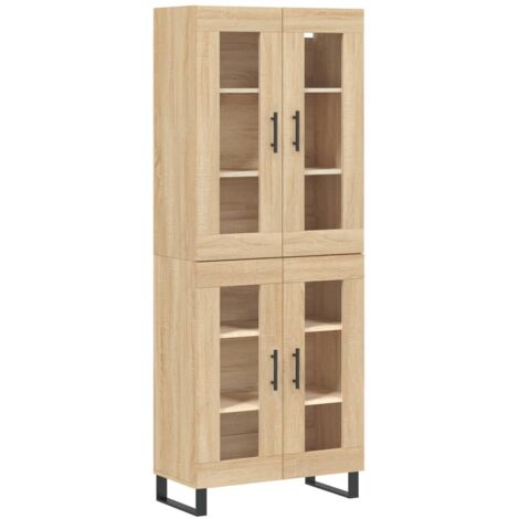 Buffet bahut commode armoire meuble de rangement organisateur cuisine salle de séjour salon haut sonoma 69,5 x 34 x 180 cm bois d'ingénierie marron